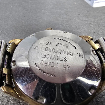 Wittnauer Geneve Watch Men 35mm Champagne Dial Gold Tone Daydate Automatic PARTS11