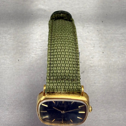 Seiko Watch Men 30mm Black Dial Gold Tone Rectangle 7820-5050 New Battery VTG4