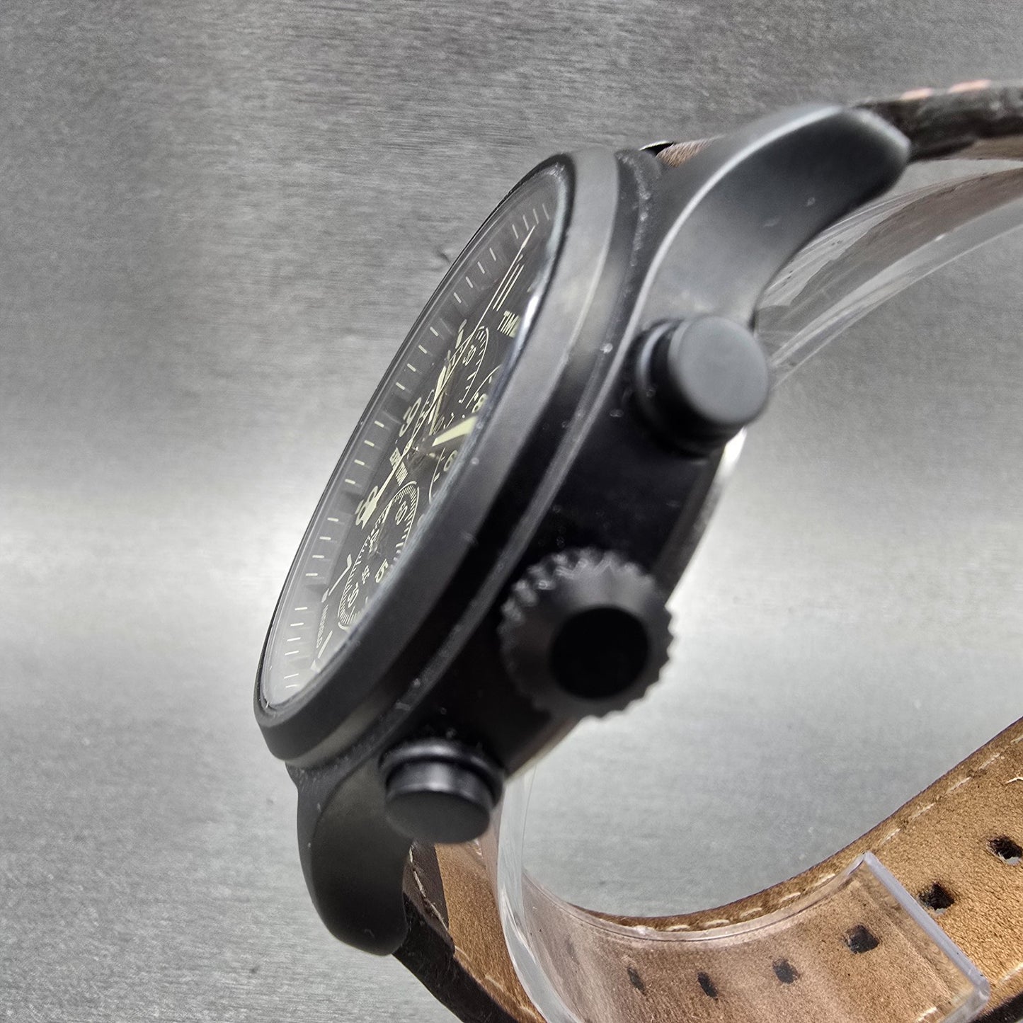 Timex Expedition Field Chronograph Watch Men 43mm Black Dial Black Tone New BatR2