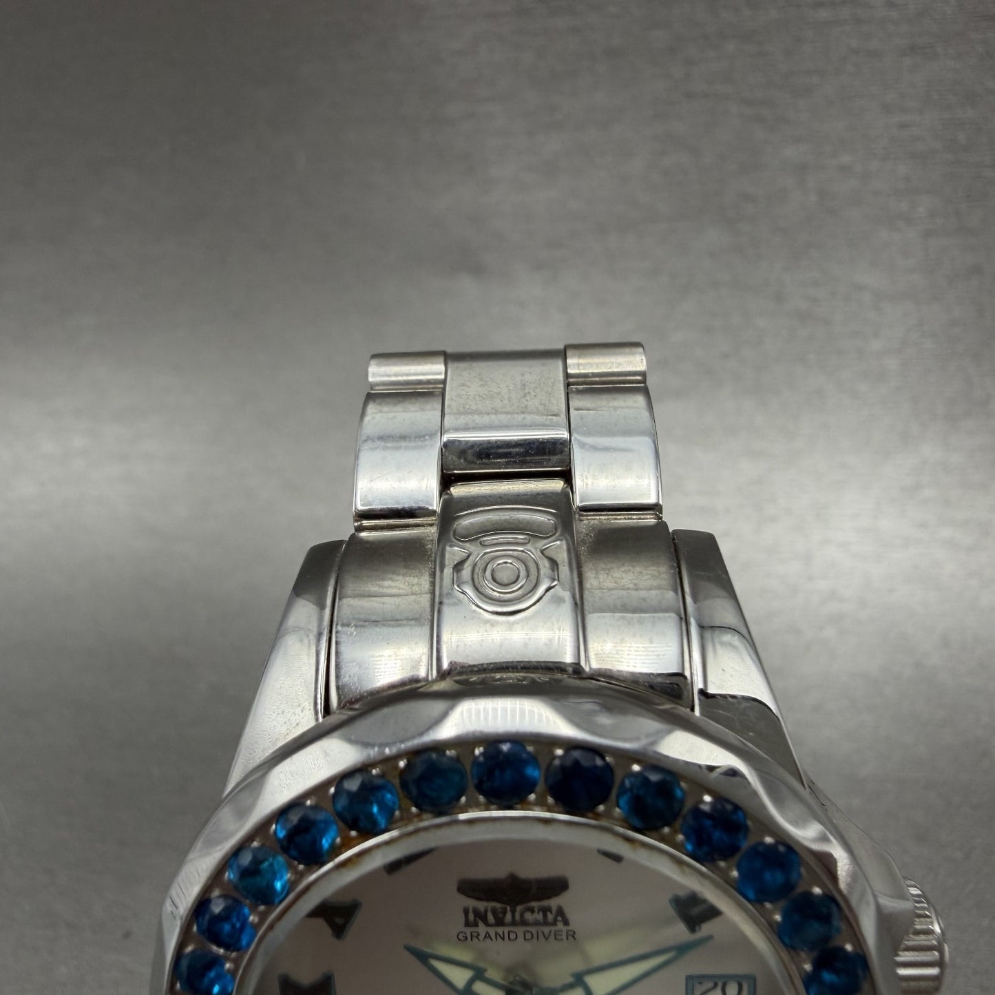 Invicta Grand Diver Watch Women 38mm Silver Dial Steel Gem Set Date Automatic4