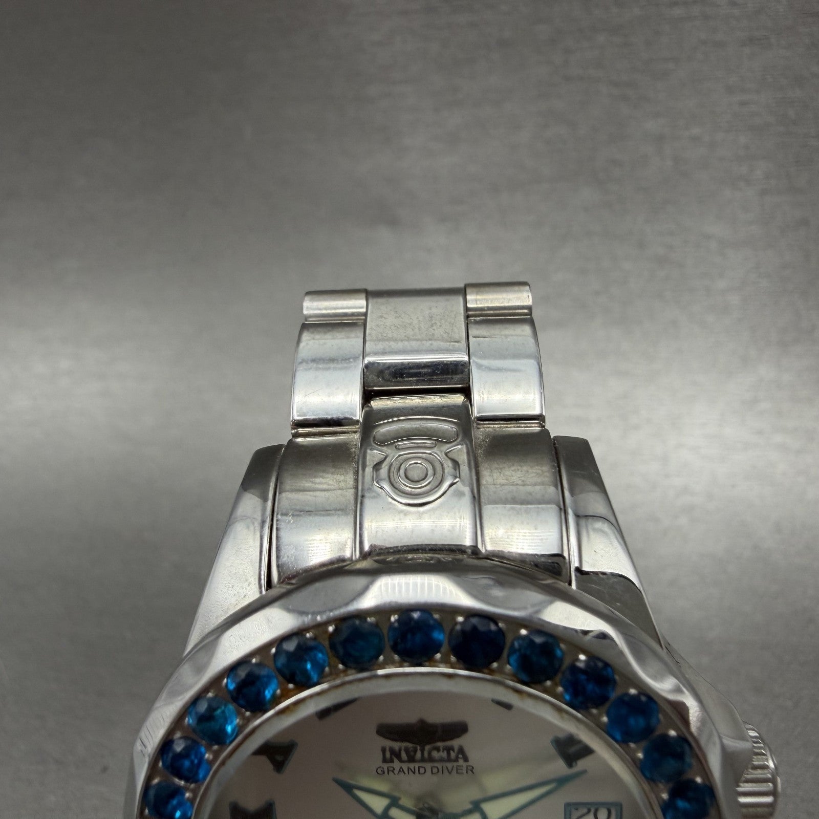 Invicta Grand Diver Watch Women 38mm Silver Dial Steel Gem Set Date Automatic4