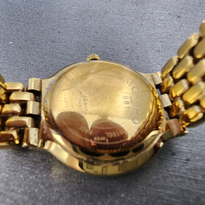 Movado Museum Watch Women 25mm Black Dial Gold Tone Round 87E3817 New Battery9