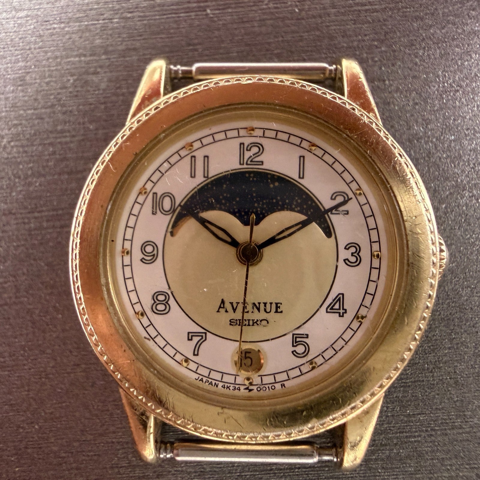 Seiko Avenue Moon Phase Watch Women 24mm White Dial Gold Tone 4K34-0010 PARTS2