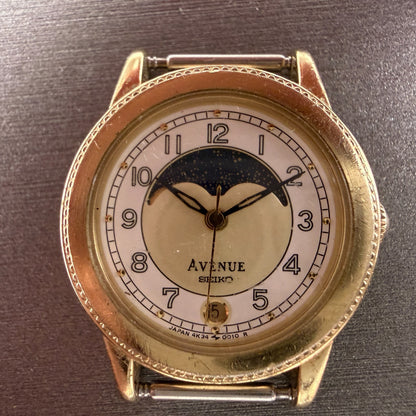 Seiko Avenue Moon Phase Watch Women 24mm White Dial Gold Tone 4K34-0010 PARTS2