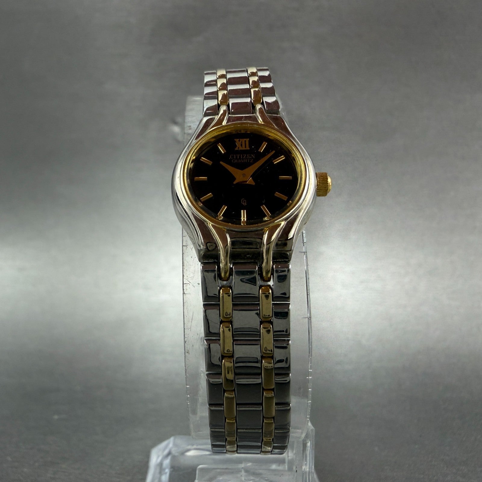 citizen CQ Watch Women 18mm Black Dial Two Tone Round 3220-848993 New Battery5