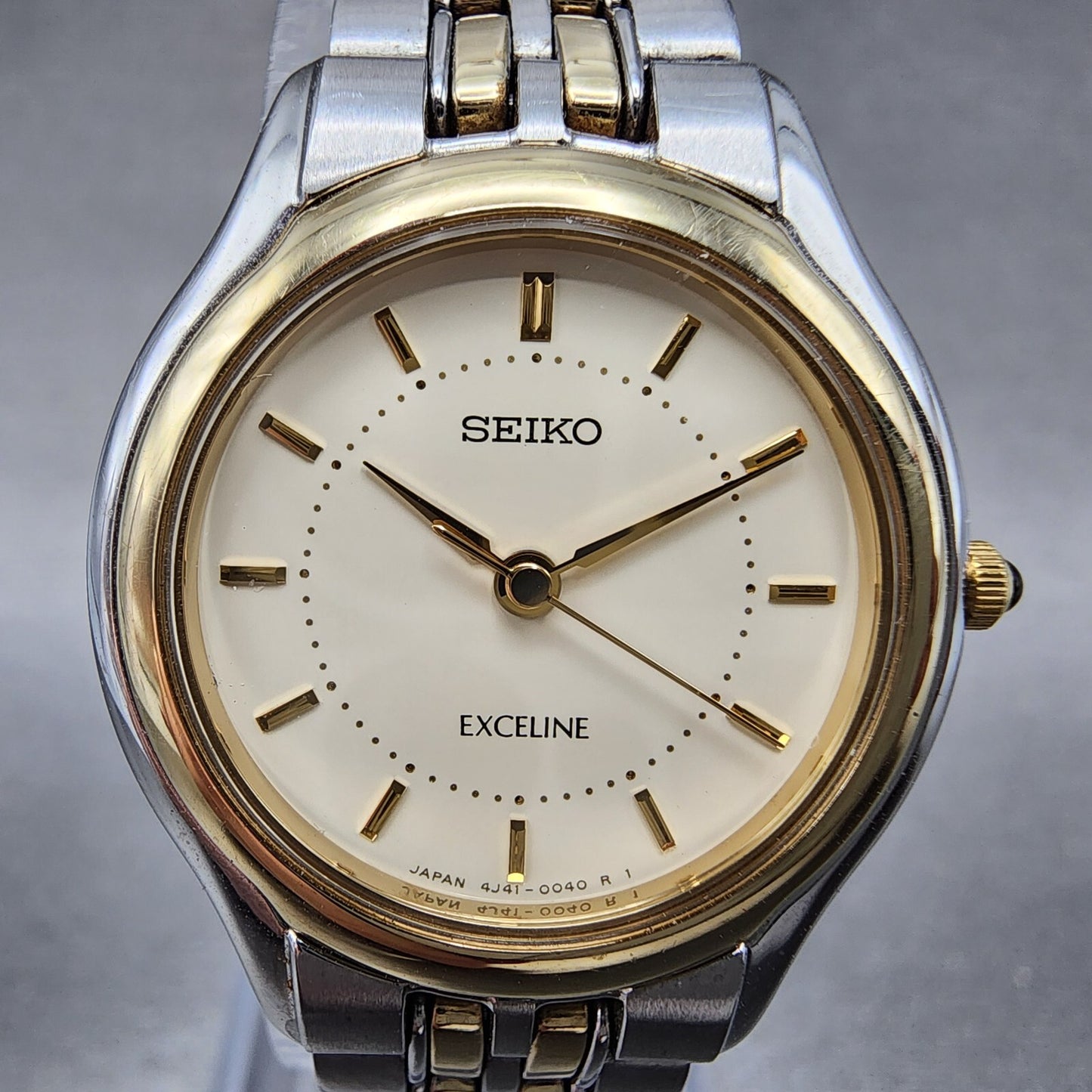 Seiko Exceline Watch Women 25mm Cream Dial Two Tone Round 4J41-0030 New Battery