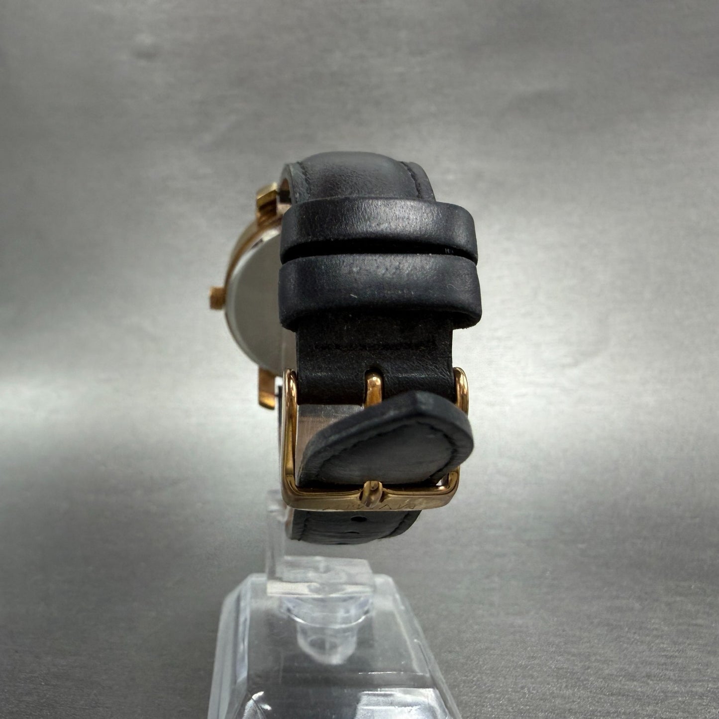 MVMT Boulevard Watch Women 38mm Black Dial Rose Gold Tone Date Leather New BattN7