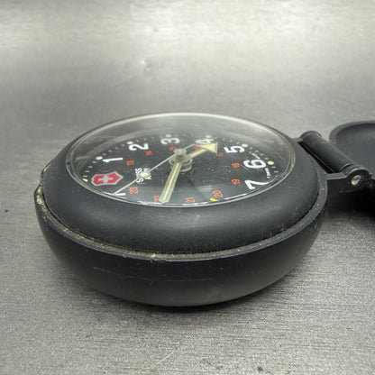 Victorinox Swiss Army Travel Alarm Clock 61mm Black Dial Black Tone PARTS UNTEST6
