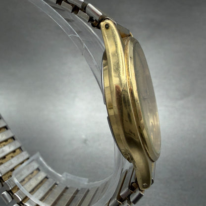 Seiko SQ watch Men 33mm Champagne Dial Gold Tone Daydate 5H23-7B00 New Battery3