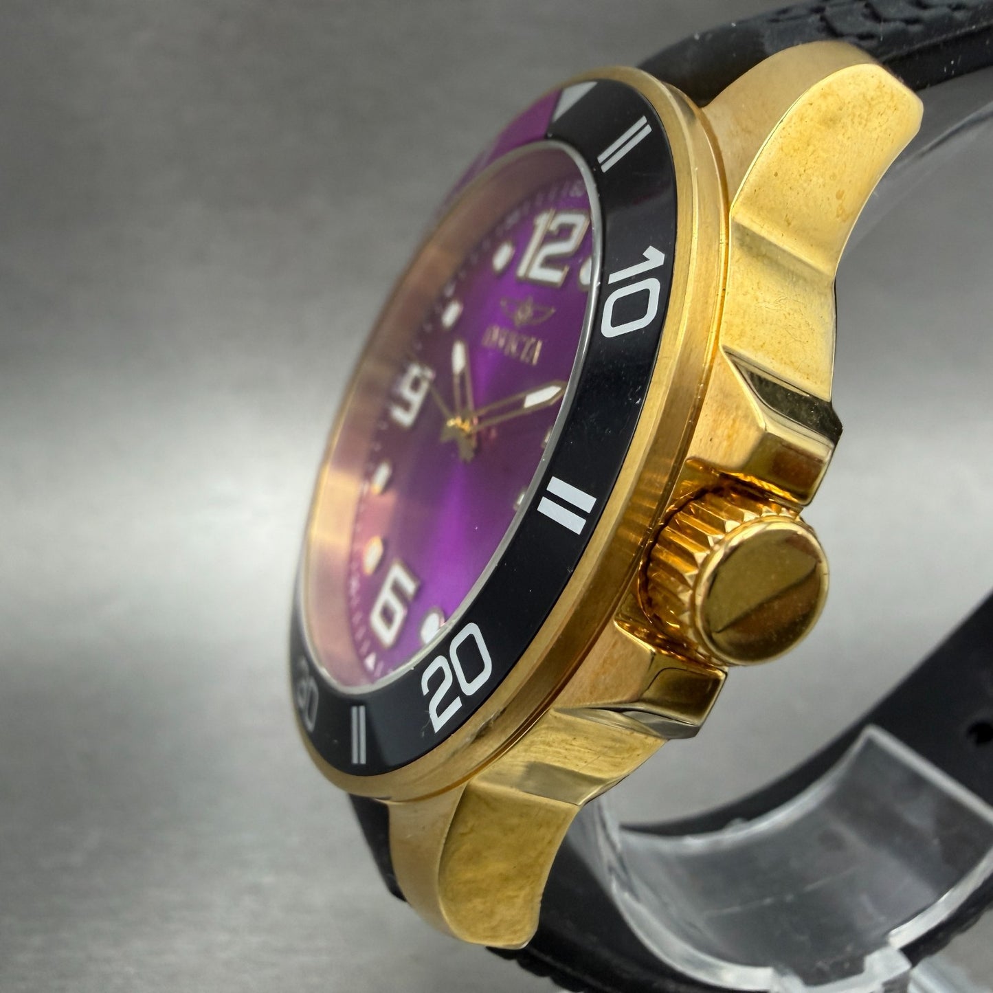 Invicta Pro Diver Watch Men 45mm Purple Dial Rose Gold Tone Round 23249 New batt2
