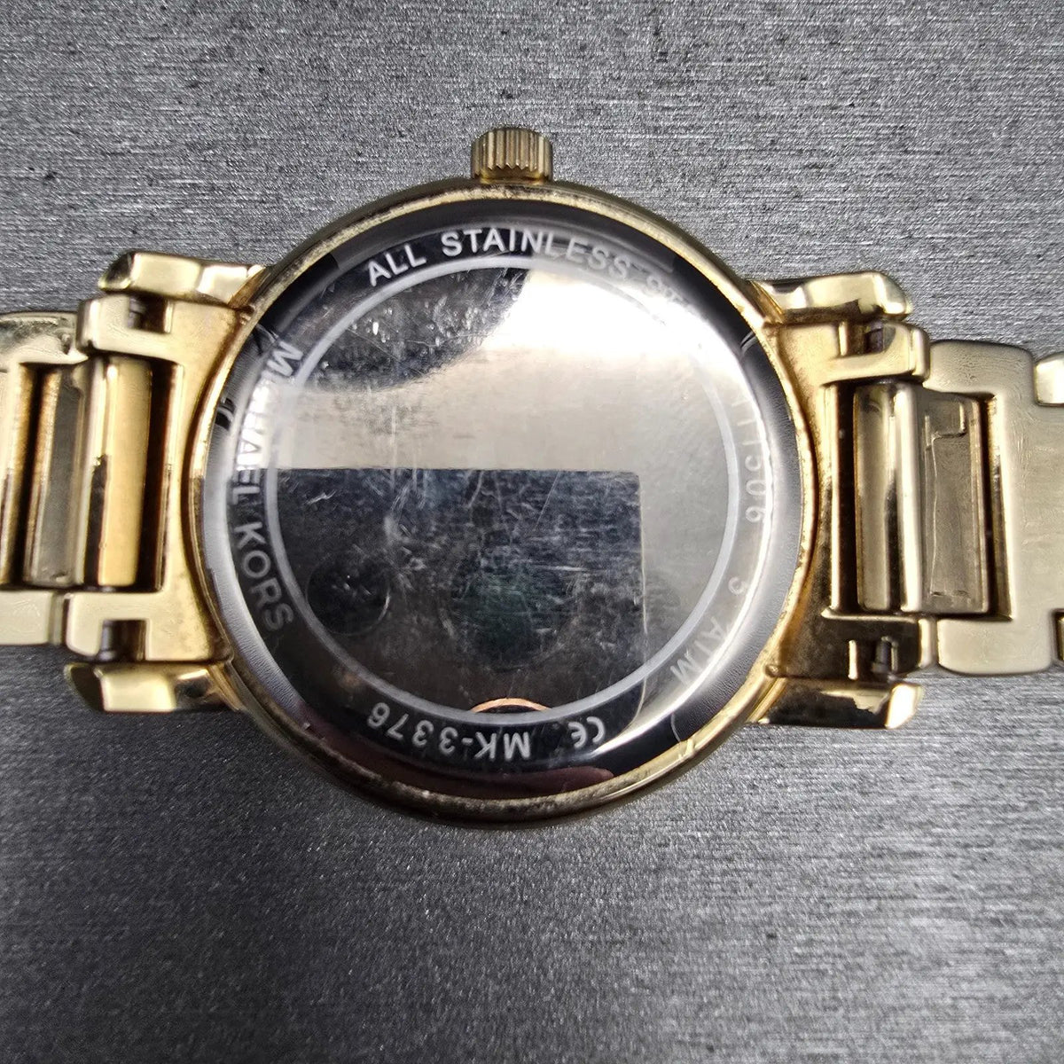 Michael Kors Runway MK Logo Glitz Watch Women Gold Tone 38mm MK-3376 New Battery10
