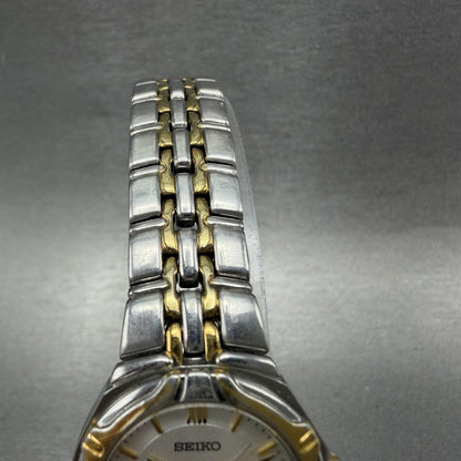 Seiko Watch Women 26mm Silver Dial Two Tone Date Round 7n820at0 New Battery4