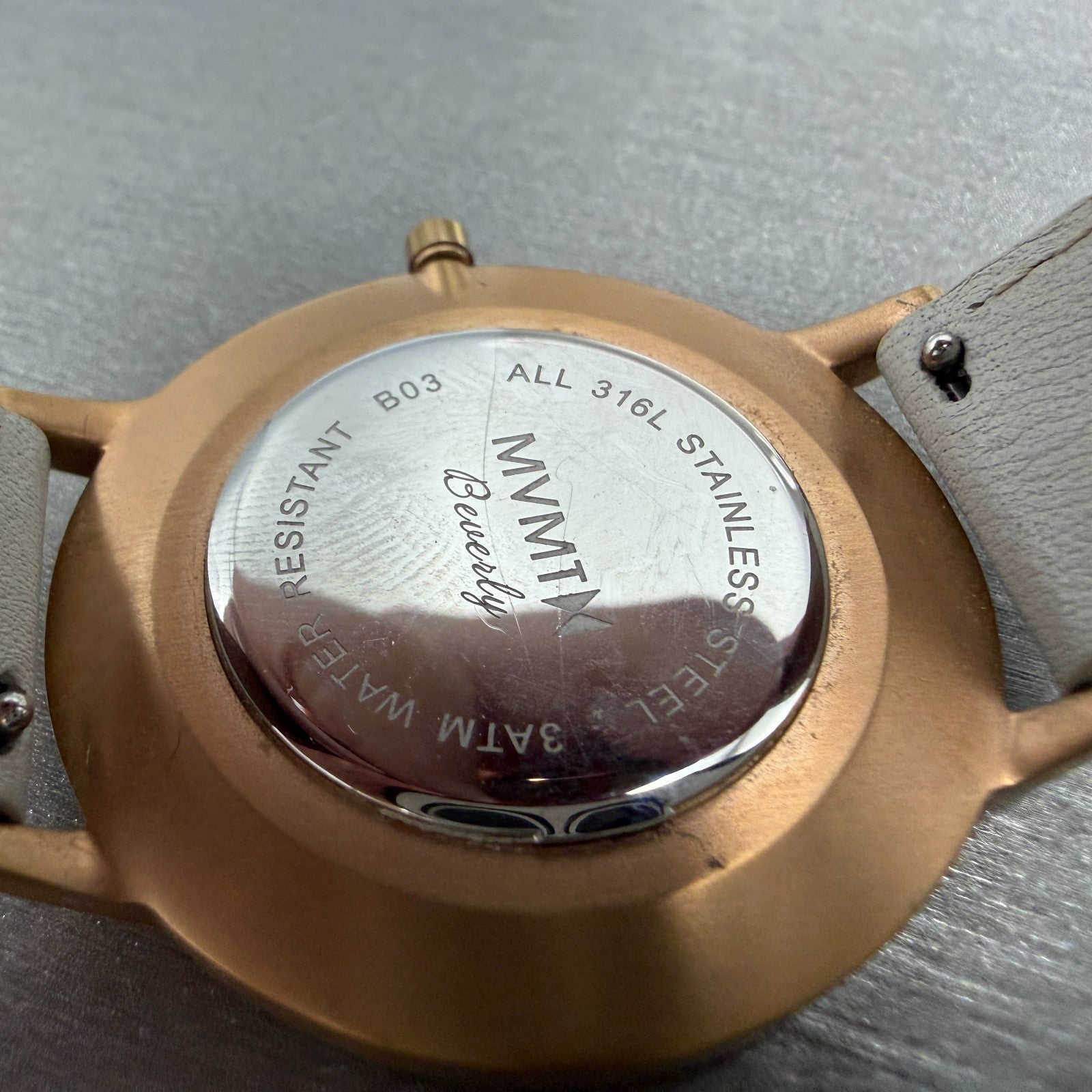 MVMT Boulevard Watch Women 38mm White Dial Rose Gold Tone Leather New Battery L9