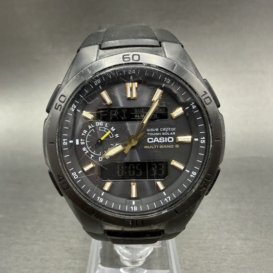 Casio Waveceptor WVA-M650 Watch Men 44mm Analog Digital Black Round Chrono Runs0