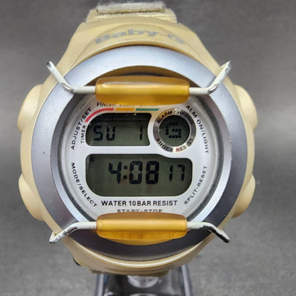 Casio baby G Watch Women 41mm Digital Cream Case Round Alarm Chrono New Battery1