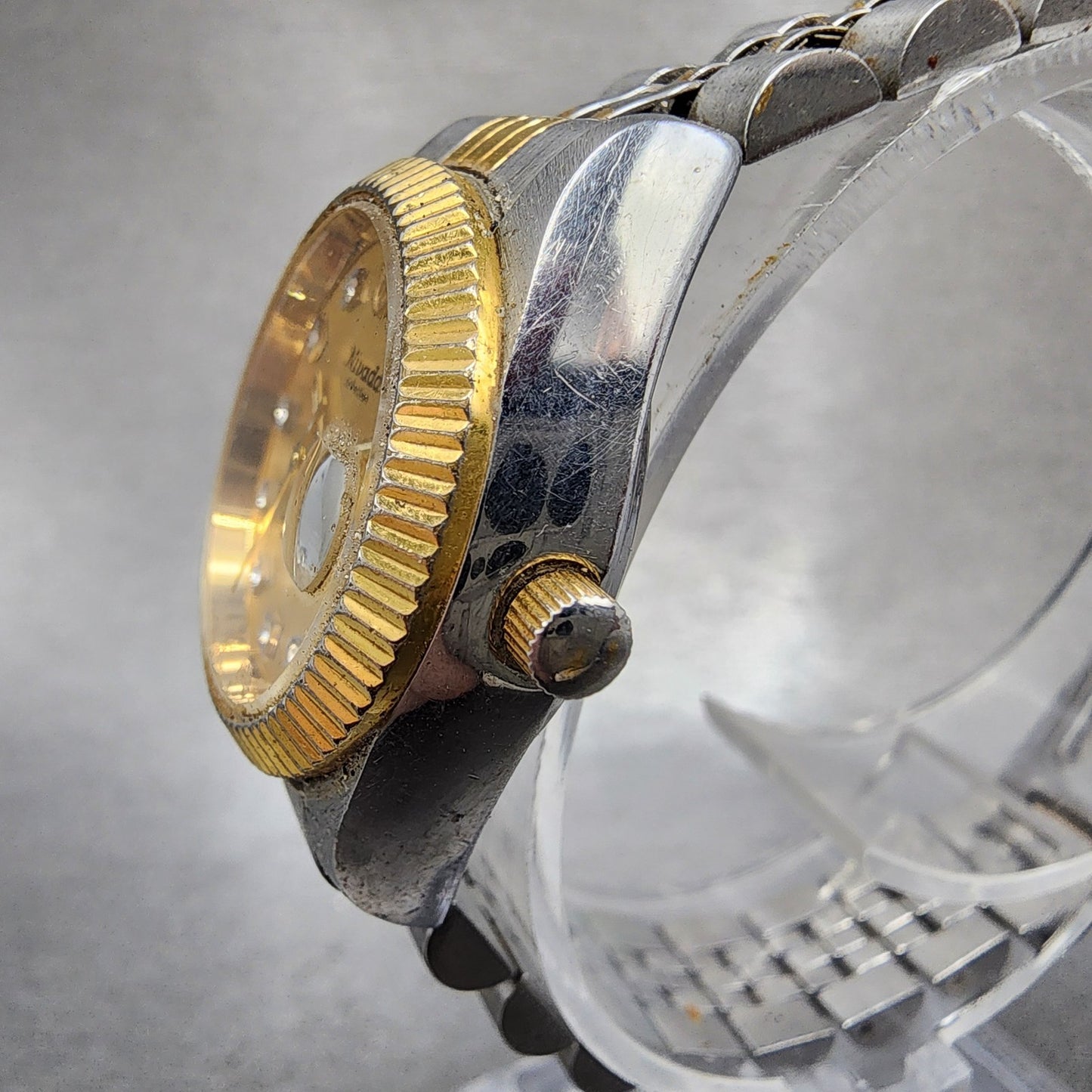 Nivada Watch Women 26mm Gold Dial Two Tone Date Round Automatic N93012L Runs2
