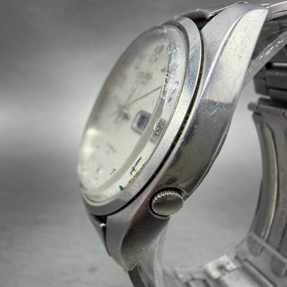Seiko Automatic Watch Men 37mm White Dial Silver Tone DayDate 7009-8219 PARTS3