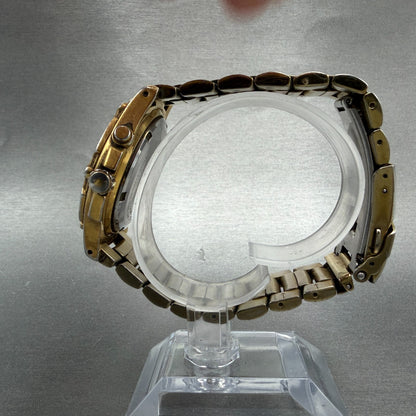 Seiko Kinetic Dive Watch Men 39mm Champagne Dial Gold Tone Date 5M42-0M09 PARTS7