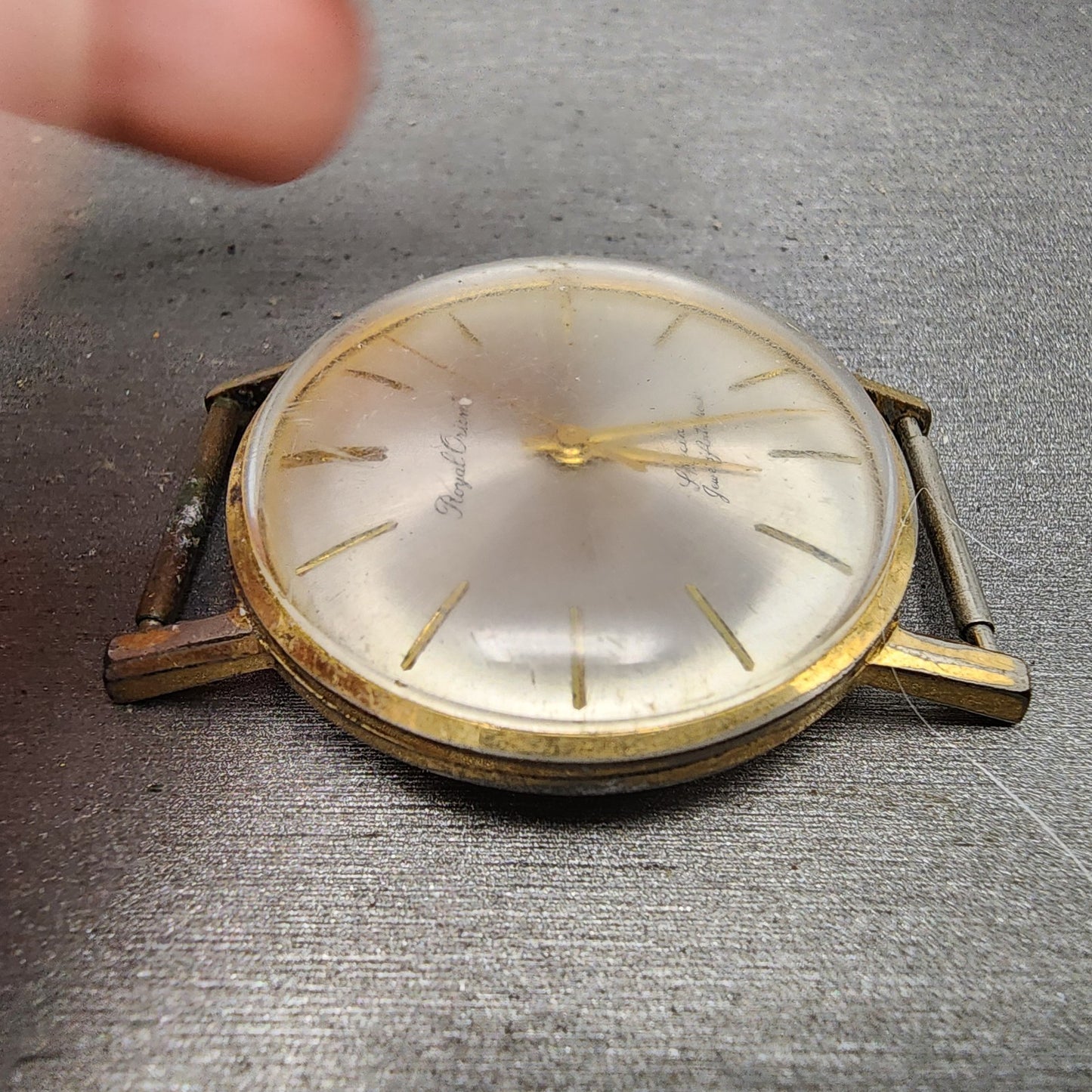 Royal Orient Watch Men 35mm Silver Dial Gold Tone 23 Jewels Manual WindPARTS4