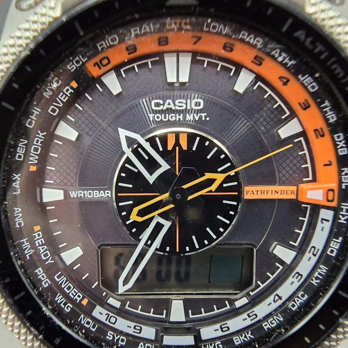 Casio Protrek Watch Men 48mm Gray Dial Black Triple Sensor Solar PAW-5000 Runs1