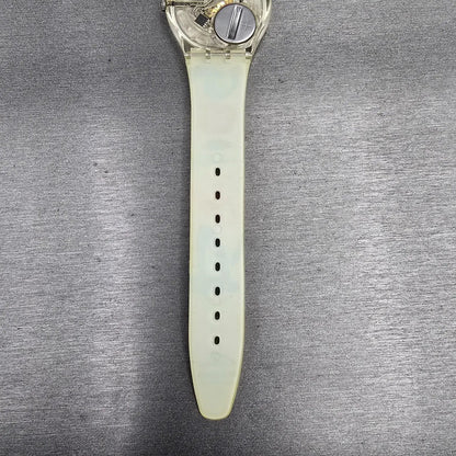 Swatch Paralympic Watch Men 35mm White Dial Clear Case Round GE213 New Battery10