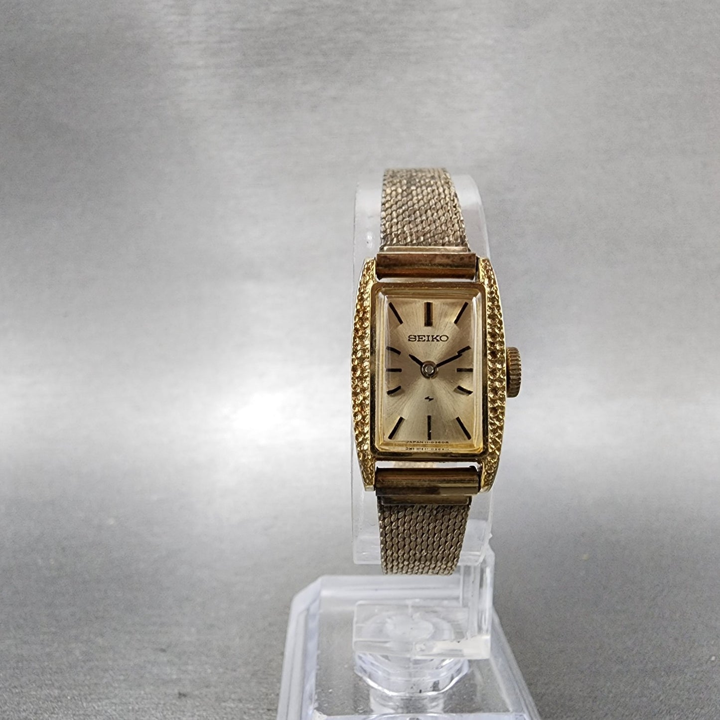 Seiko Tank Watch Women 15mm Champagne Dial Gold Tone Manual 113189 Runs5