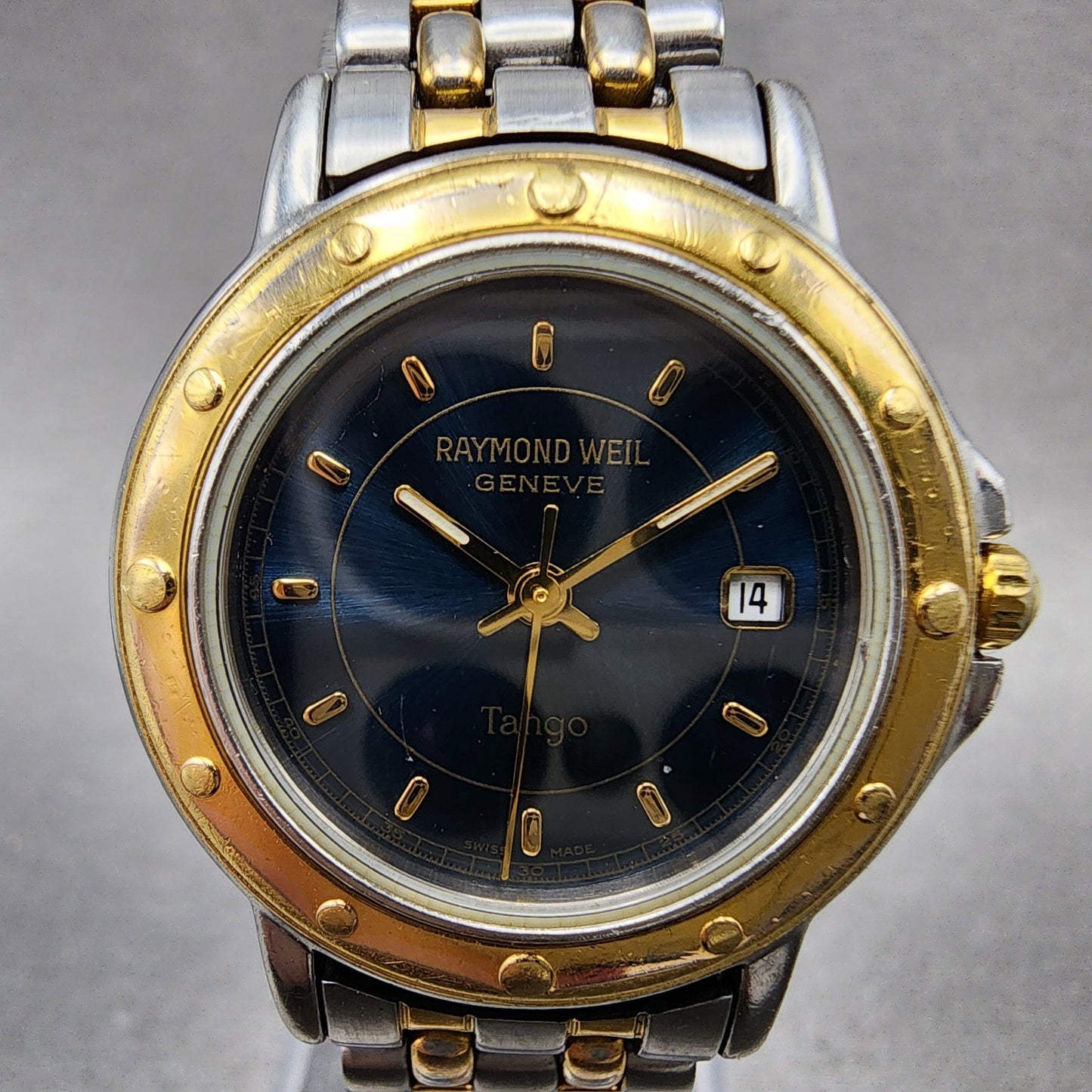 Raymond Weil Tango Watch Women 28mm Blue Dial Two Tone Date Round 5360 New Batt1