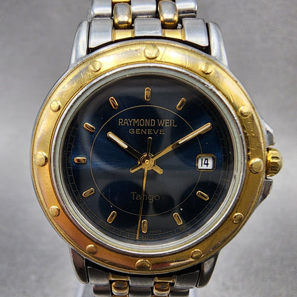 Raymond Weil Tango Watch Women 28mm Blue Dial Two Tone Date Round 5360 New Batt1
