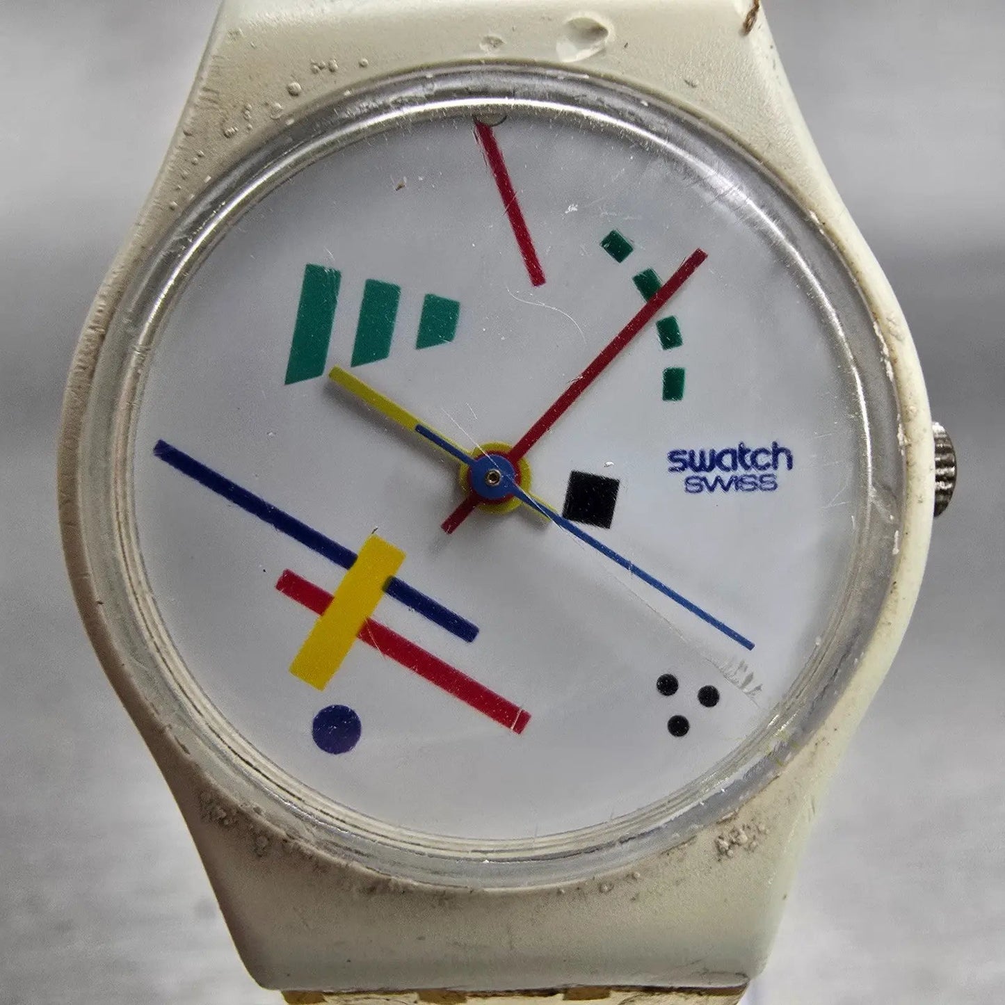 Swatch VASILY Watch Women 25mm White Dial White Tone Round LW111 New Battery VTG1