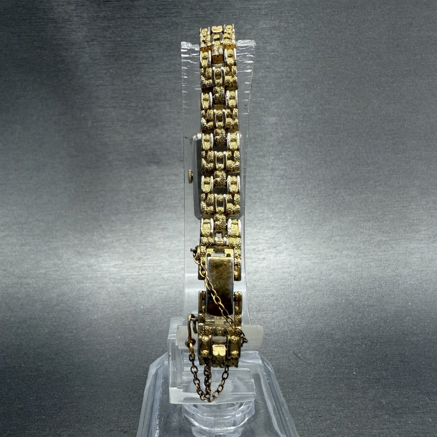 Seiko Tank Watch Women 13mm Black Dial Gold Tone Rectangle 13205249 New Battery7