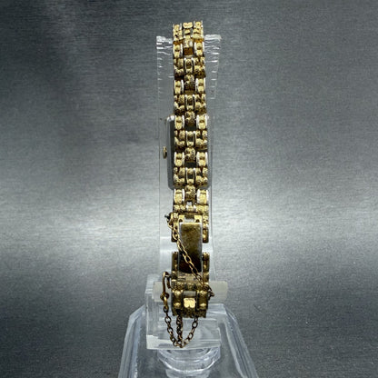 Seiko Tank Watch Women 13mm Black Dial Gold Tone Rectangle 13205249 New Battery7