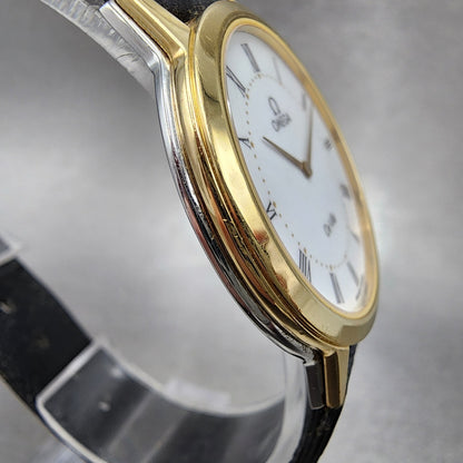 Omega De Ville Watch Men 32mm White Dial Two Tone Round 195.0048 New Battery