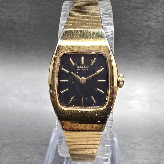 Seiko Watch Women 16mm Brown Dial Gold Tone Rectangle 2C20-5559 New Battery JP0