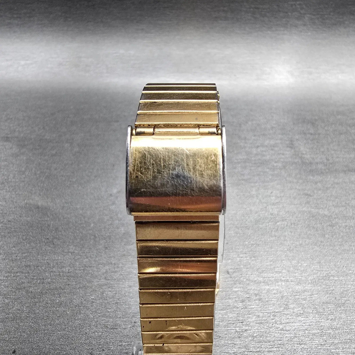 Seiko Tank Watch Men 26mm Black Dial Gold Tone Rectangle 7430-5260 New Battery7