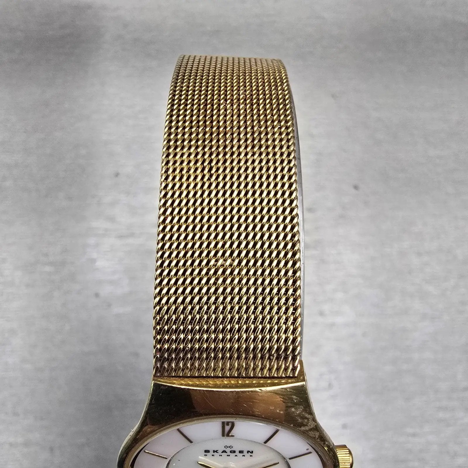 Skagen Denmark Watch Women 24mm MOP Dial Gold Tone Round 233XSGG New Battery4