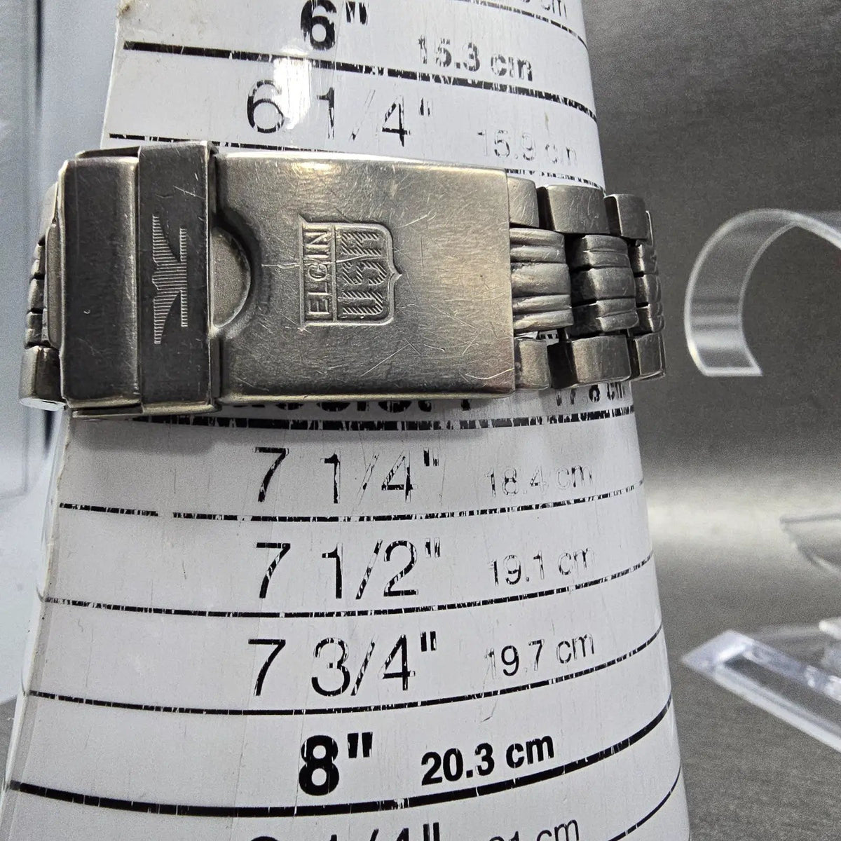 Elgin Solar Watch Men 35mm MOP Dial Titanium Date Round FK-1066 Runs READ!!!!10