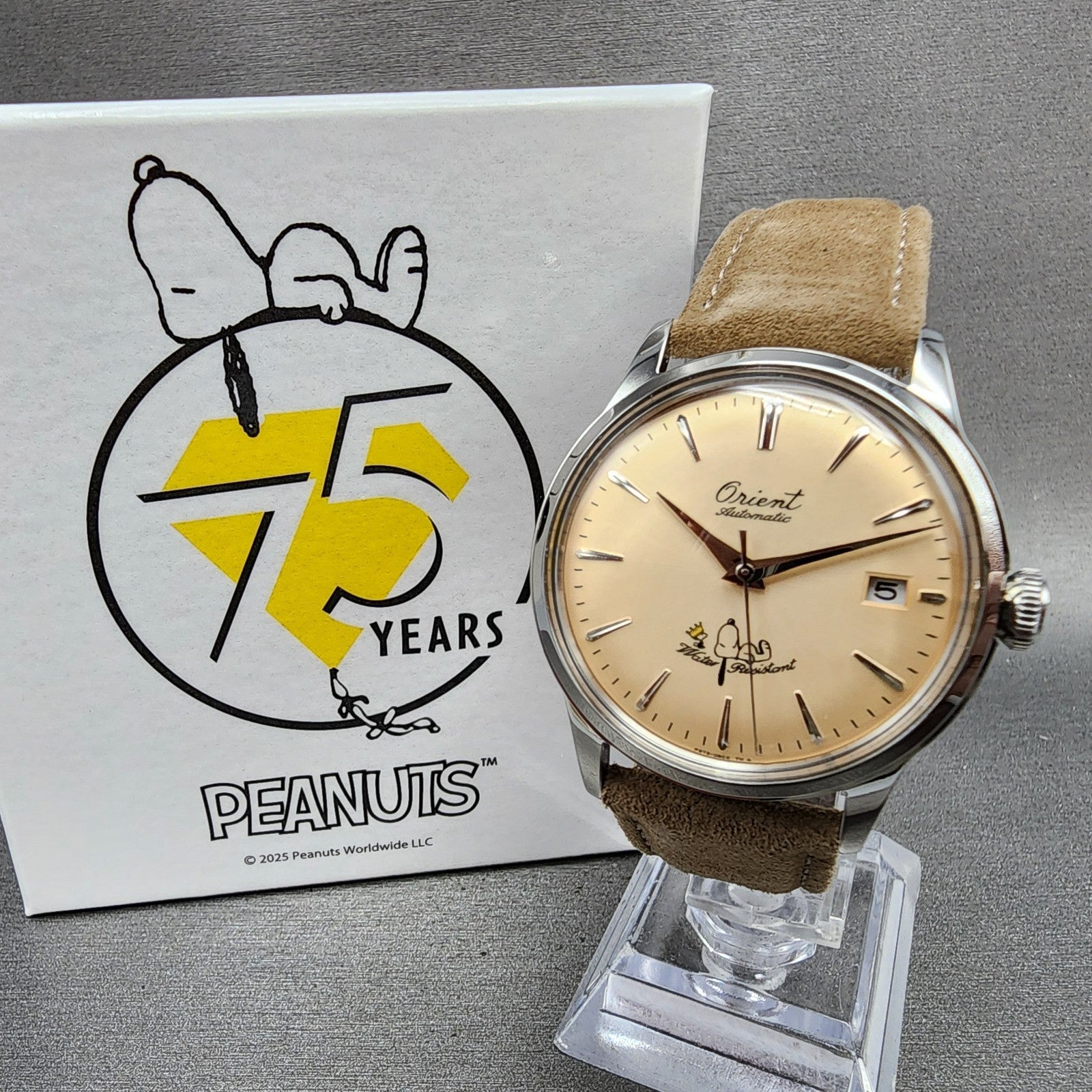 Orient Peanuts Snoopy Bambino Watch Men 38mm Cream Dial Steel Date Automatic0