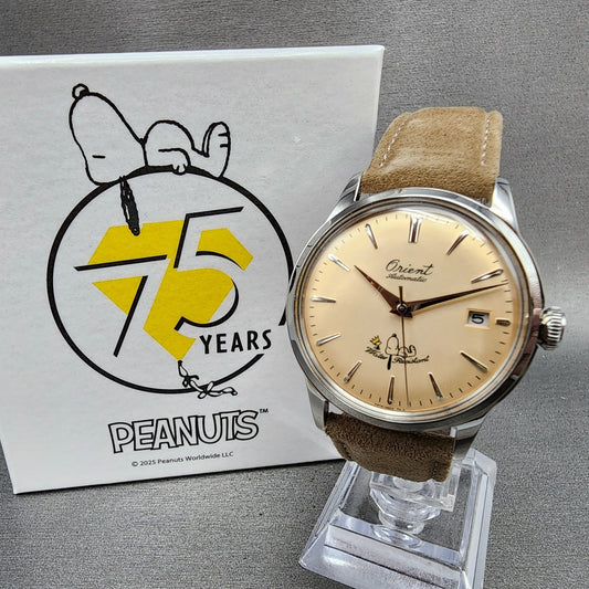 Orient Peanuts Snoopy Bambino Watch Men 38mm Cream Dial Steel Date Automatic0