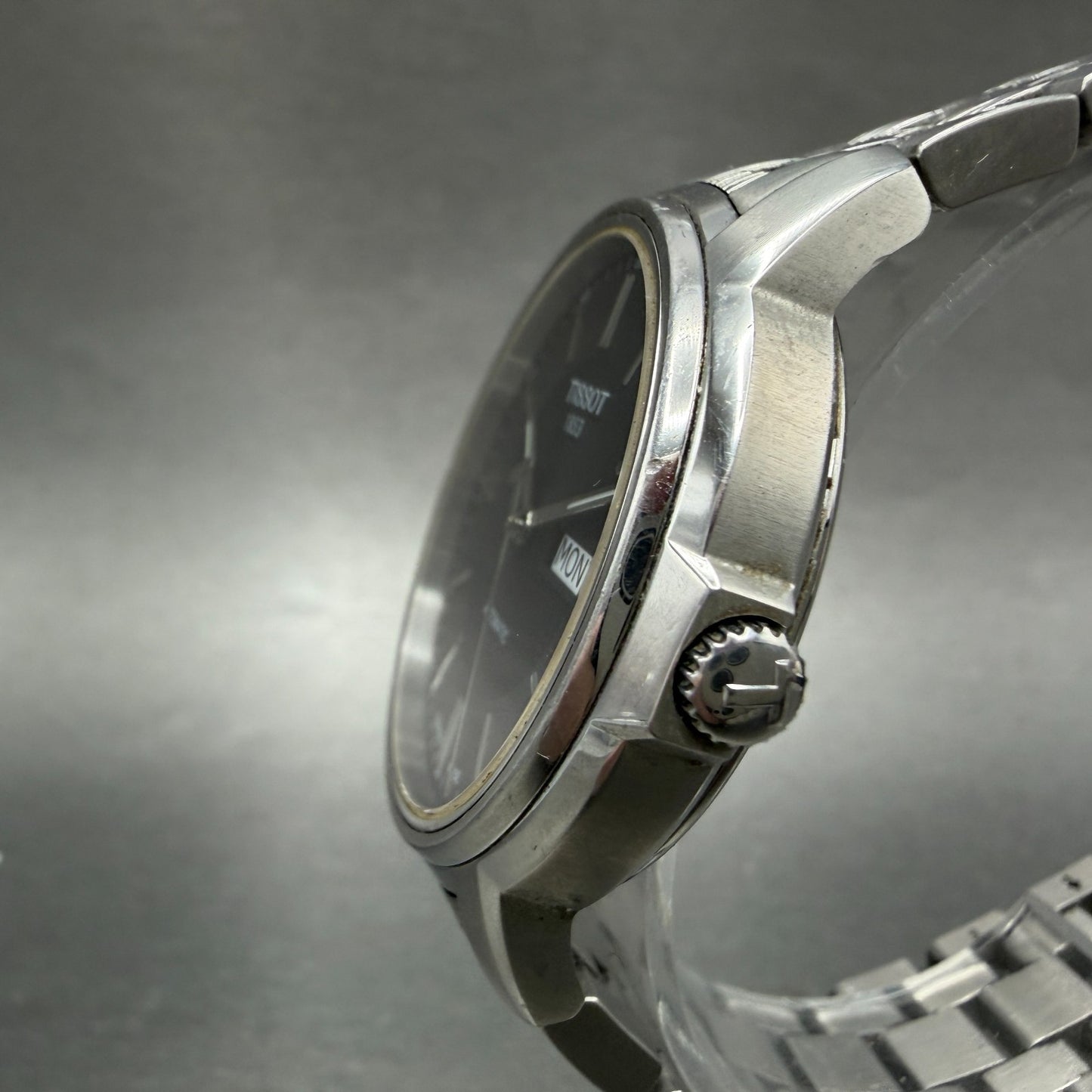 Tissot Automatic III Watch Men 39mm Black Dial Steel Daydate Round Runs W/Box3