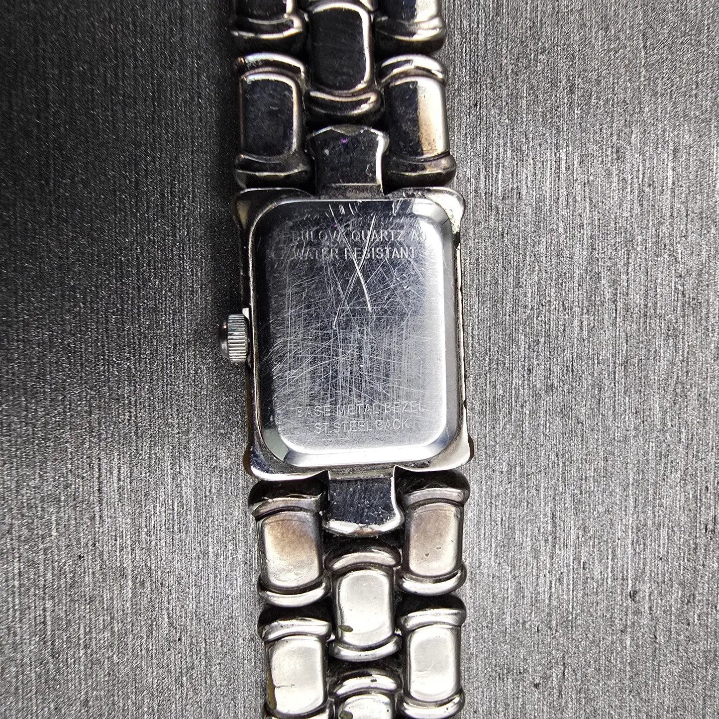 Bulova Watch Women 14mm Silver Dial Silver Tone Rectangle New Battery 96L80 VTG10