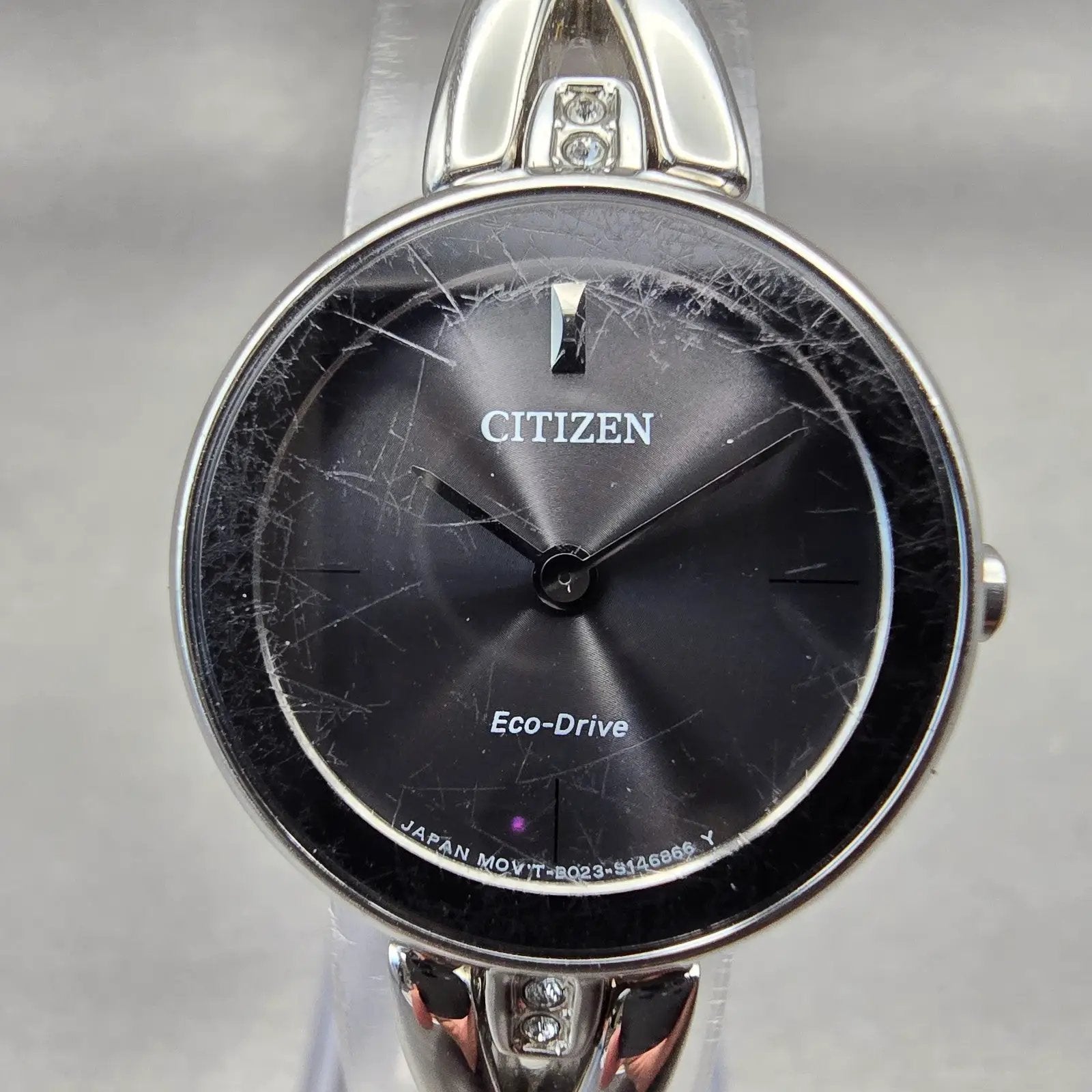 Citizen Eco-Drive Watch Women 23mm Black Dial Silver Tone B023-S100526 Works1