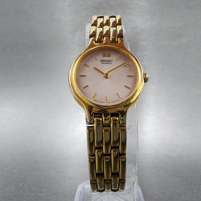 Seiko Watch Women 22mm White Dial Gold Tone Round 1n00-0a99 New Battery