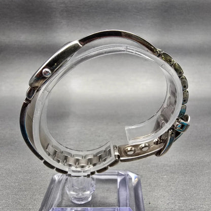 Bulova Watch Women 25mm Black Dial Silver Tone Round Bangle 96L18 New Battery F6
