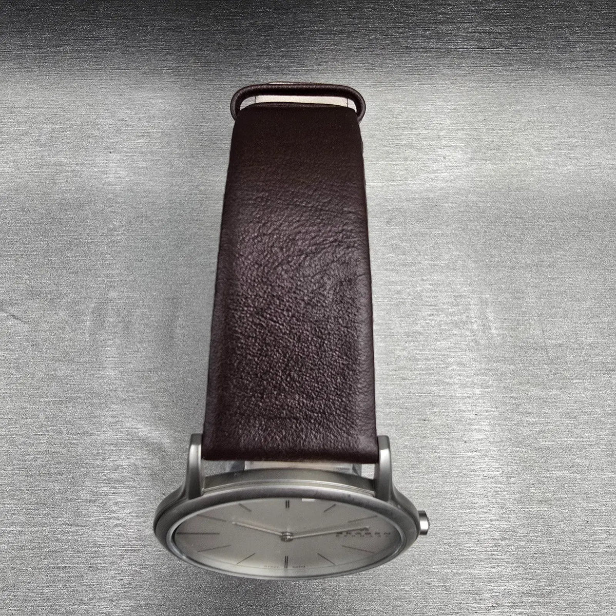 Skagen Watch Men 39mm Silver Dial Silver Leather Round 858XLSLD New Battery4