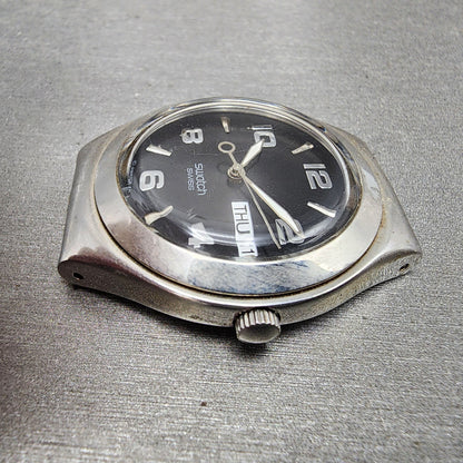 Swatch irony Watch men 38mm Black Dial Steel Daydate Round YGS737 New Battery5