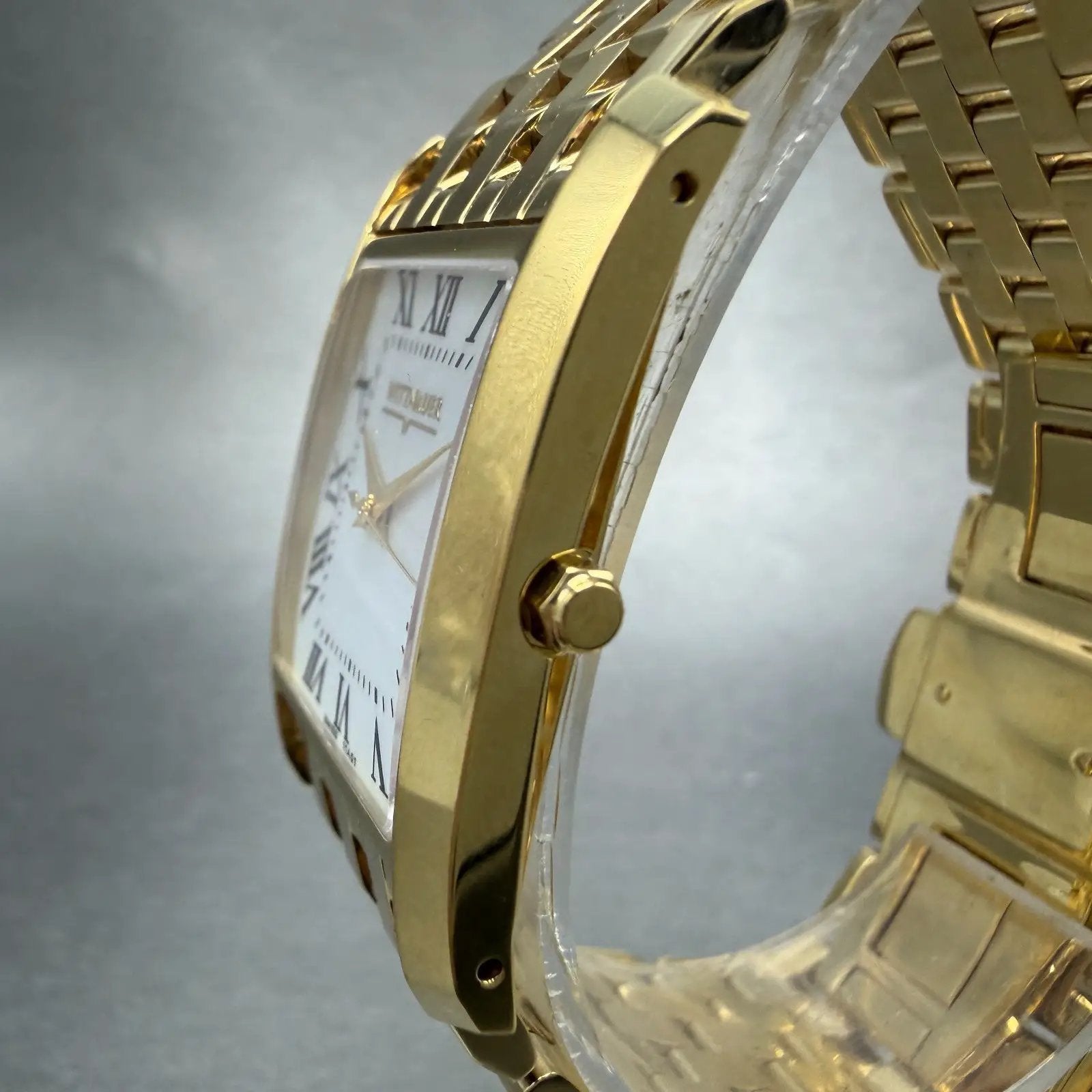 Wittnauer Tank Watch Men 26mm White Dial Gold Tone Rectangle 11A01 New Battery2