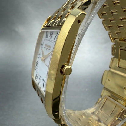 Wittnauer Tank Watch Men 26mm White Dial Gold Tone Rectangle 11A01 New Battery2