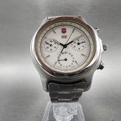 Victorinox Swiss Army Classic Chronograph Watch Men 40mm White Dial Steel READ!!
