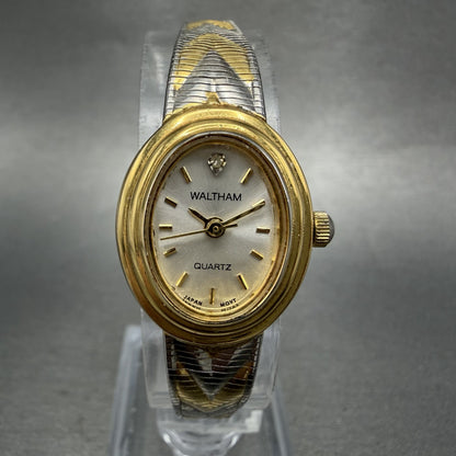 Waltham Watch Women 18mm Silver Dial Two Tone Oval Mesh Band New Battery VTG0