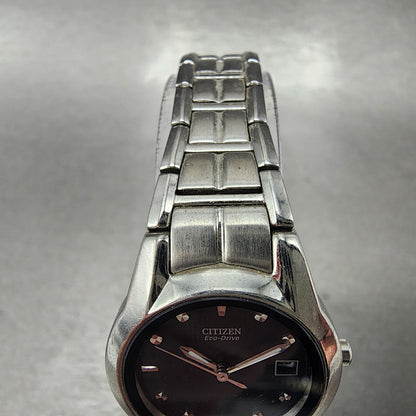 Citizen EcoDrive Watch Women 26mm Black Dial Steel Date Round E011S058503 Runs4